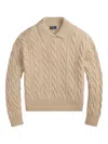 Polo Ralph Lauren Cable-knit Stand Up-collar Sweater In Brown