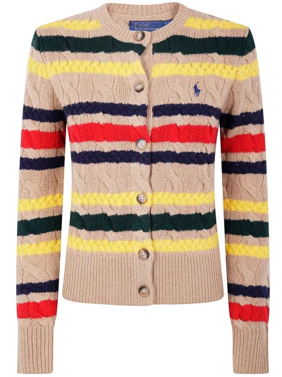 POLO RALPH LAUREN POLO RALPH LAUREN CABLE-KNIT STRIPED-PATTERN CARDIGAN