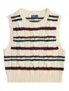 Polo Ralph Lauren Cropped Striped Cable-knit Wool And Cashmere-blend Vest In Multi