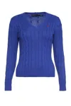 Polo Ralph Lauren Cable Knit V-neck Sweater In Hellblau