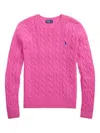 Polo Ralph Lauren Cable Knit Sweater With Round Neckline And Long Sleeves In Pink