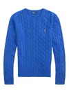 Polo Ralph Lauren Blu Porto Melange Wool And Cashmere Braided Sweater In Blue