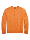 Polo Ralph Lauren Cable-knit Cotton V-neck Jumper In Orange