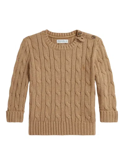 Polo Ralph Lauren Babies' Cable-knit Sweater In Brown