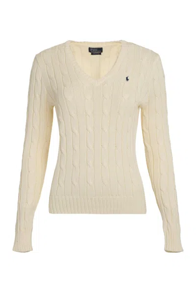 Polo Ralph Lauren Cable Knit Sweater In Beige