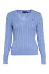 Polo Ralph Lauren Cable Knit Cotton Cardigan In Blue