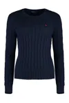 Polo Ralph Lauren Julianna Cotton Cable Crew Neck Sweater In Blue