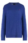 Polo Ralph Lauren Cobalt Blue Cable-knit Sweater In Wool And Cashmere In Blue