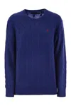 Polo Ralph Lauren Plaited Wool And Cashmere Crew-neck In Blue
