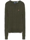 Polo Ralph Lauren Cable-knit Cotton Crewneck Sweater In Green