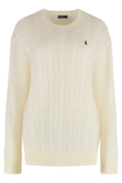 Polo Ralph Lauren Cable Knit Sweater In Neutral