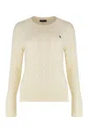Polo Ralph Lauren Crew-neck Cable-knit Sweater With Logo In White