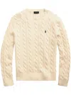 Polo Ralph Lauren Ralph Lauren Cable-knit Cotton Quarter-zip Sweater In Nude