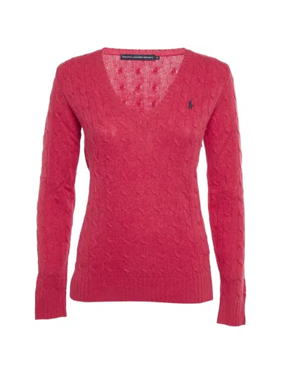 Pre-owned Polo Ralph Lauren Cable-knit Sweater In Pink