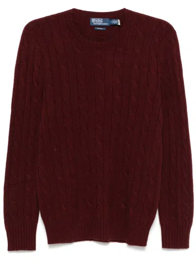 Polo Ralph Lauren Cashmere Cable Knit Regular Fit Crewneck Sweater In Burgundy