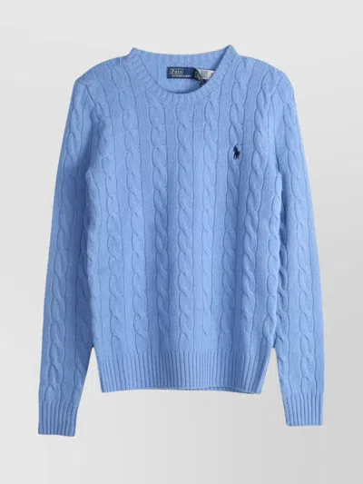 Polo Ralph Lauren Cable Knit Sweater Ribbed Cuffs In Blue
