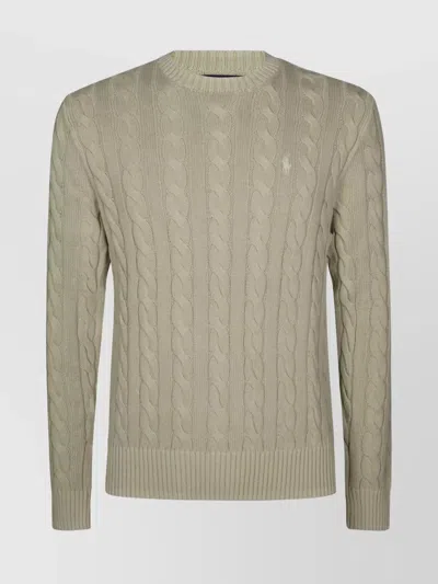 Polo Ralph Lauren Cable Knit Sweater Ribbed Cuffs In Green