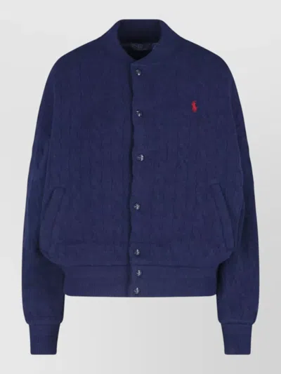 Polo Ralph Lauren Cable Knit Sweater Ribbed Cuffs Hem In Blue