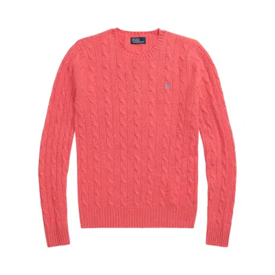 Pre-owned Polo Ralph Lauren Cable Knit Sweater 'rosette Heather' In Red