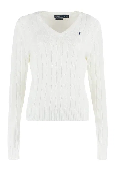 Polo Ralph Lauren Womens Logo-embroidery Cotton-knit Jumper White Xl