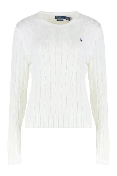 Polo Ralph Lauren Pony Embroidered Crewneck Jumper In White