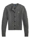 Polo Ralph Lauren Cable Knit Sweater With Button-up Front And Fitted Ribbed Hem In Gray