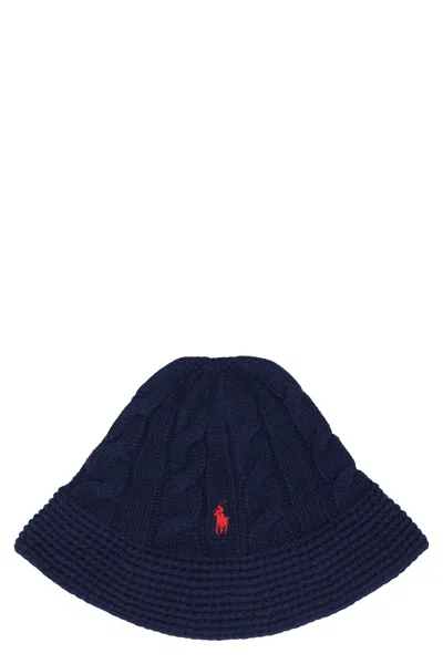 Polo Ralph Lauren Cable Knit Sweater With Embroidered Logo In Black