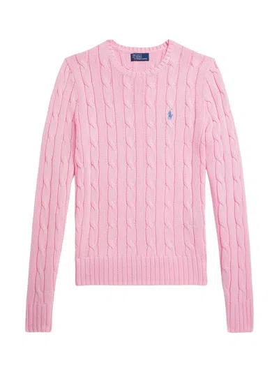 Polo Ralph Lauren Cable Knit Sweater With Logo In Pink