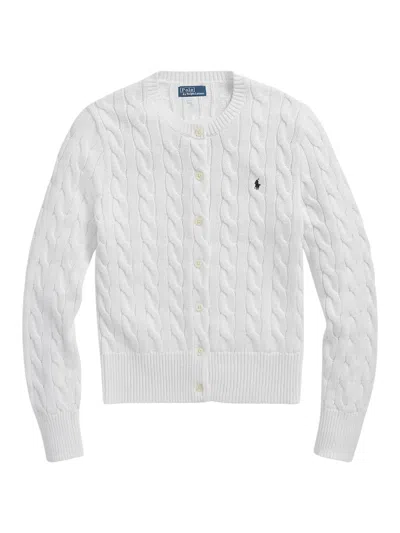 Polo Ralph Lauren Cable Knit Sweater With Logo In White
