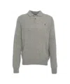 Polo Ralph Lauren Cable Knit Sweater With Polo Neck In Gray