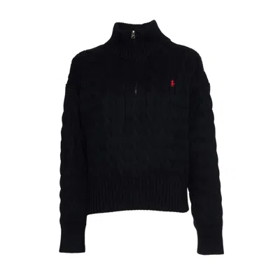 Polo Ralph Lauren Cable-knit Sweater With Quarter-zip And Ribbed Cuffs