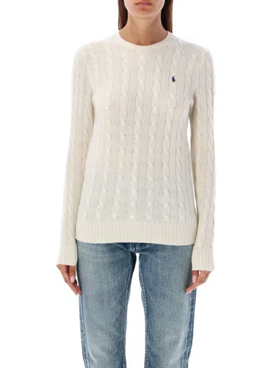 Polo Ralph Lauren Cable Knit Sweater With Ribbed Trims - Size S In White