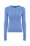 Polo Ralph Lauren Cable Knit Sweater With Round Neckline In Blue