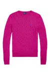 Polo Ralph Lauren Cable Knit Sweater With Round Neckline In Pink