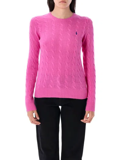 Polo Ralph Lauren Cable Knit Sweater With Round Neckline And Long Sleeves In Pink