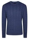 Polo Ralph Lauren Cable Knit Sweater With Round Neckline In Blue