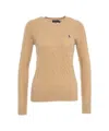 Polo Ralph Lauren Camel Wool Blend Sweater In Brown