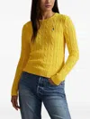 Polo Ralph Lauren Ralph Lauren Cable-knit Cotton Crewneck Sweater In Orange