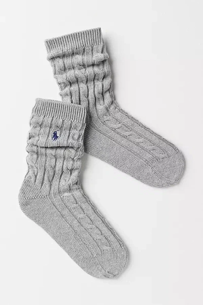 Polo Ralph Lauren Cable Knit Trouser Socks In Gray