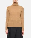 Polo Ralph Lauren Cable Knit Turtle Neck Pullover In Beige