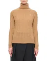 Polo Ralph Lauren Cable Knit Turtle Neck Pullover In Brown