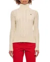 Polo Ralph Lauren Wool And Cashmere Cable-knit Turtleneck Sweater In Neutrals
