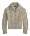 Polo Ralph Lauren Full Zip Cable Knit Sweater Cardigan In Neutral