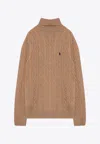 POLO RALPH LAUREN CABLE KNIT TURTLENECK LOGO SWEATER