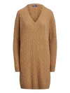 Polo Ralph Lauren Cable-knit V-neck Dress In Brown