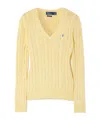 Polo Ralph Lauren Cable-knit V-neck Sweater In Yellow