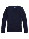 Polo Ralph Lauren Cable-knit V-neck Sweater In Blue