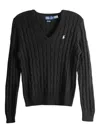 Polo Ralph Lauren Cable-knit V-neck Sweater In Black
