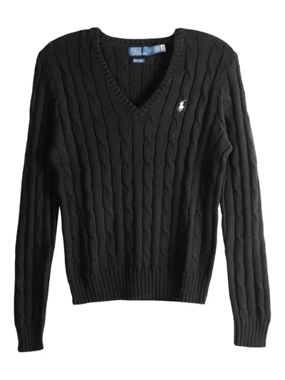 Polo Ralph Lauren Cable-knit V-neck Sweater In Black