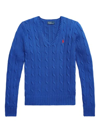 Polo Ralph Lauren Cable-knit V-neck Sweater In Blue